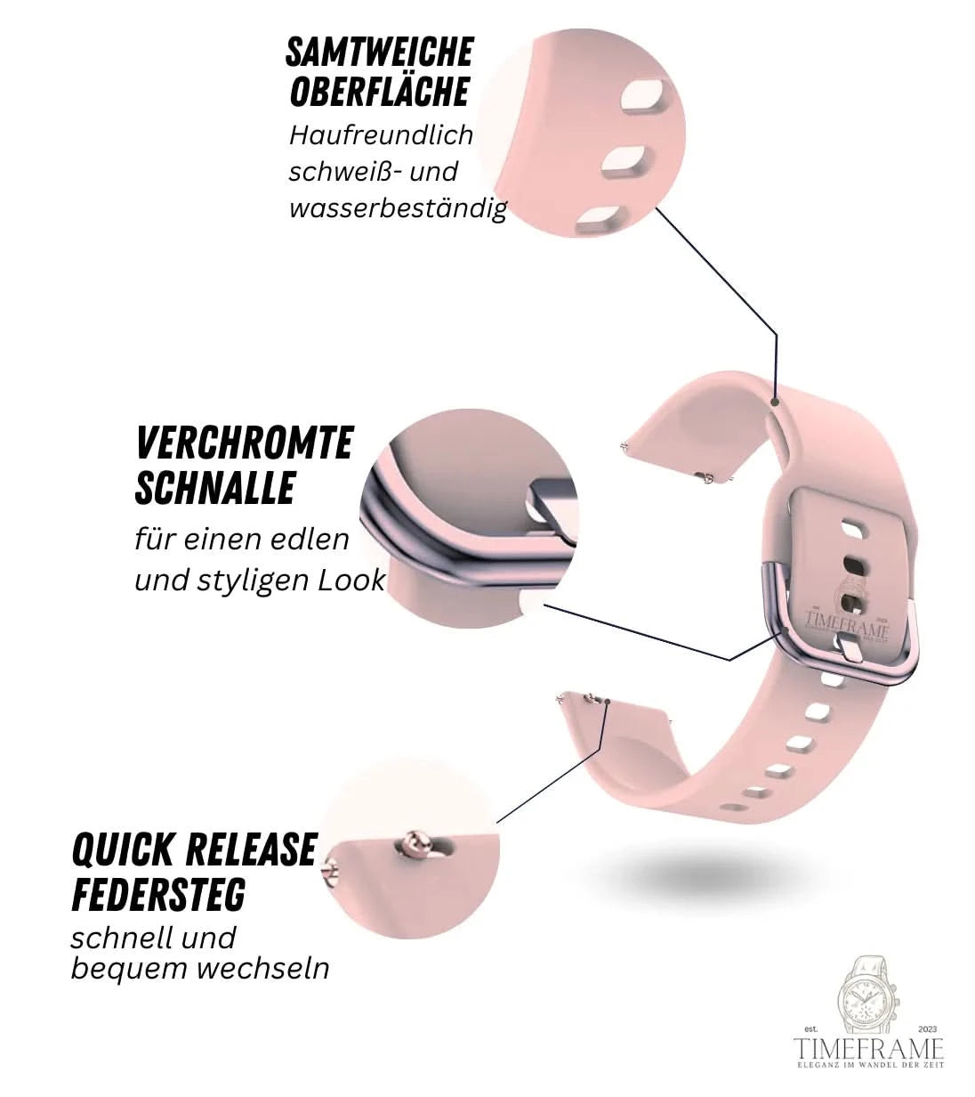 Armband Kunststoff soft touch - rosa Timeframe