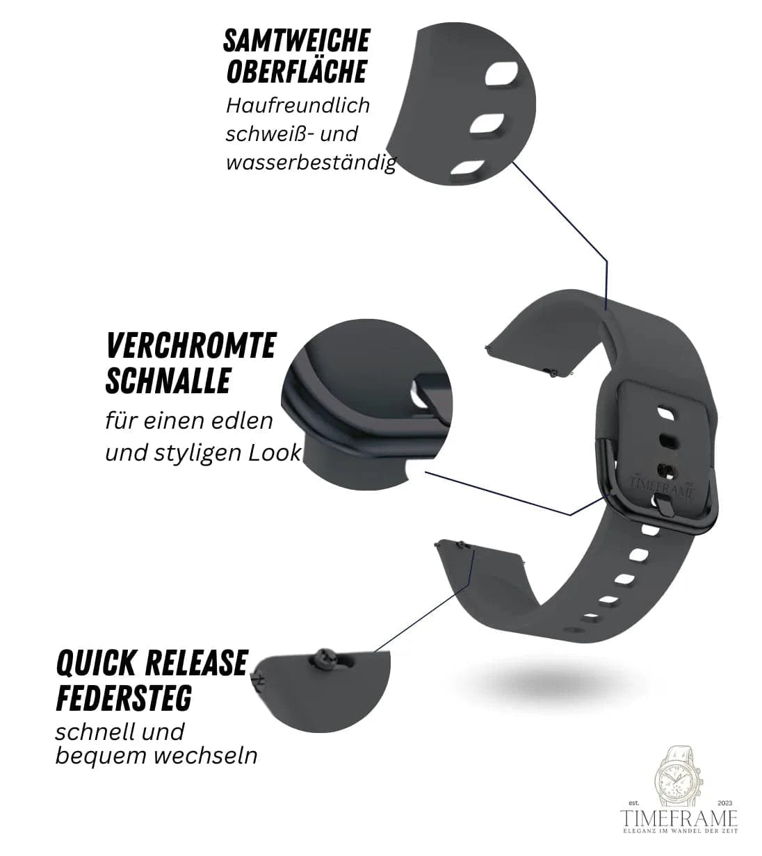 Armband Kunststoff soft touch schwarz Timeframe