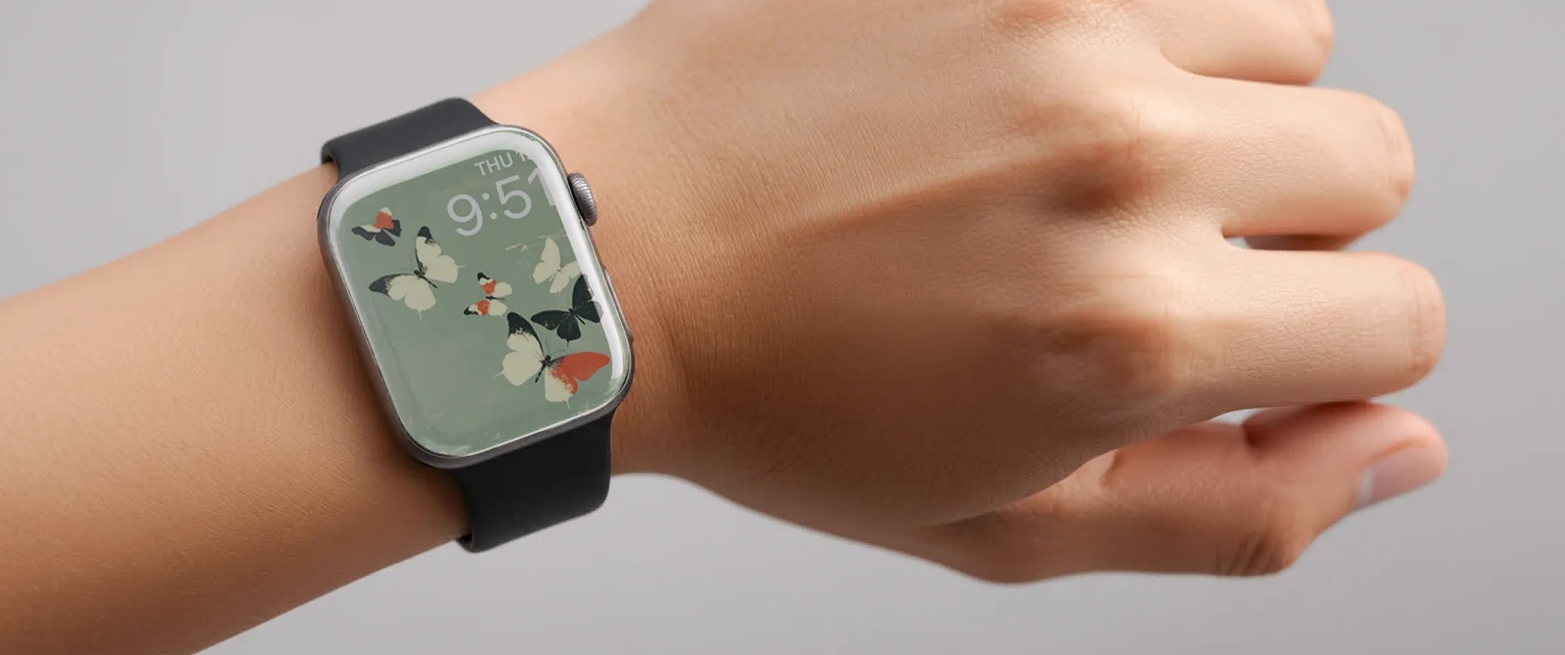 Handgelenkaufnahme der Smartwatch – Zifferblatt im Fokus