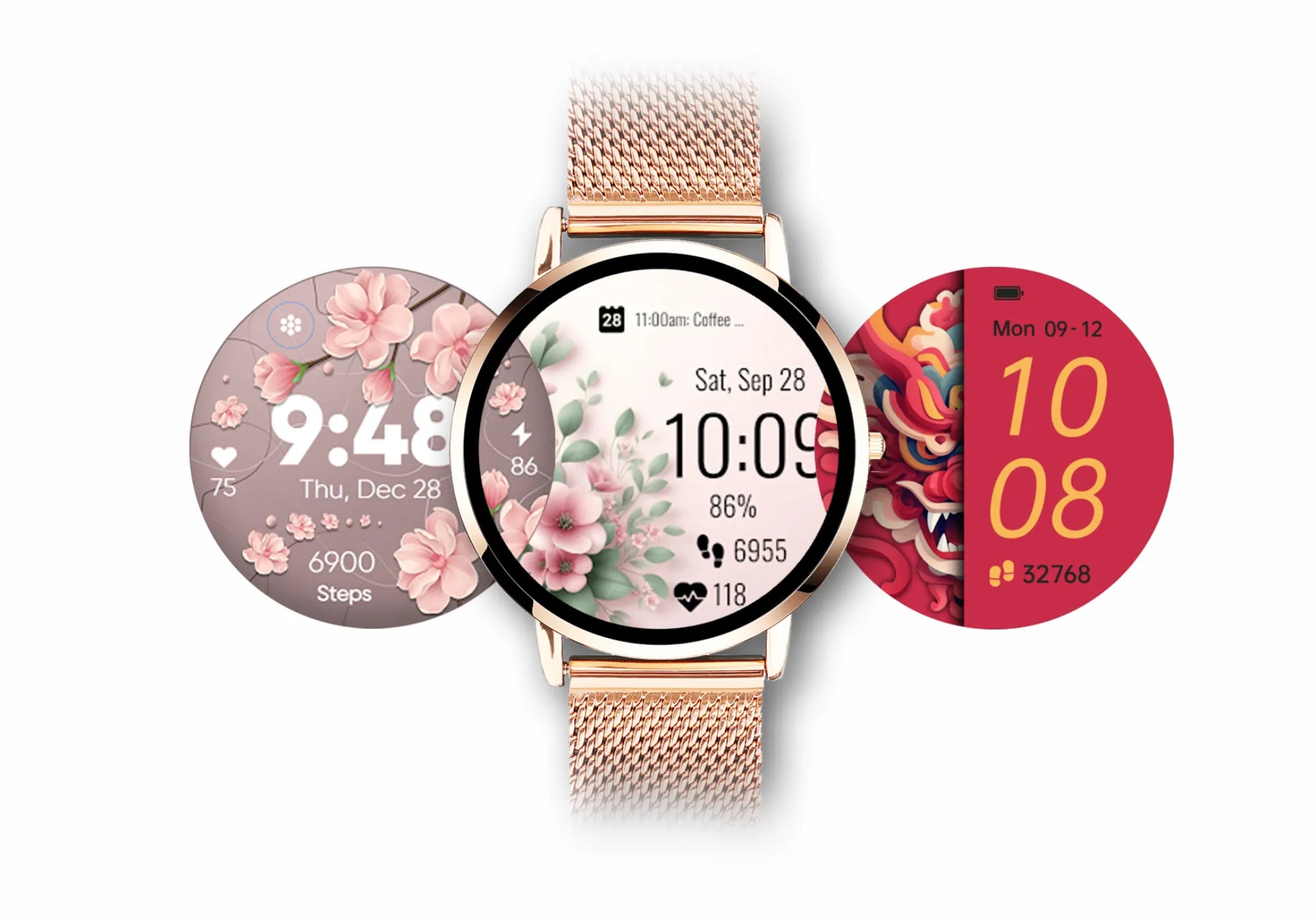 Austauschbare- Watchfaces in klassich und schlichtem Design.