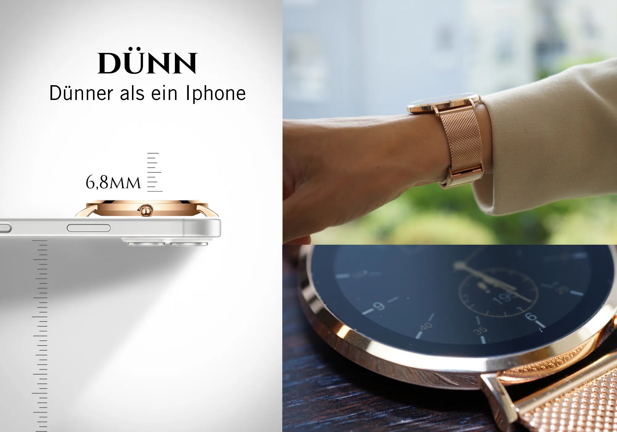 6,8mm dünne smartwatch. Einer der dünnsten Smartwatches auf dem Markt