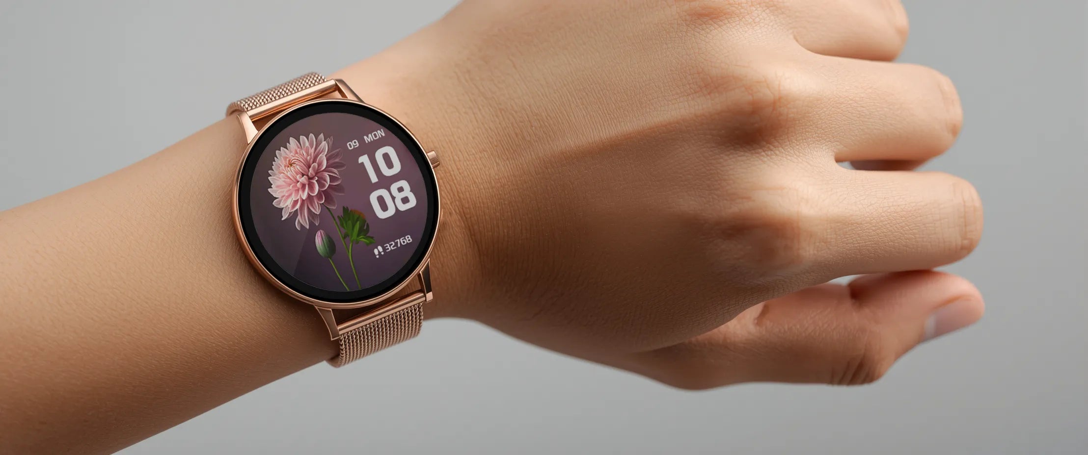 Handgelenkaufnahme der Smartwatch – Zifferblatt im Fokus