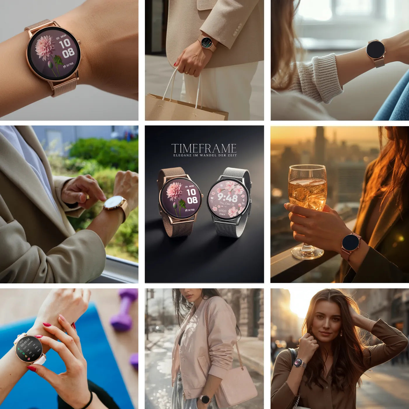 Zeigt die Uhr in verschiedenen Alltagssituationen und Anlässe