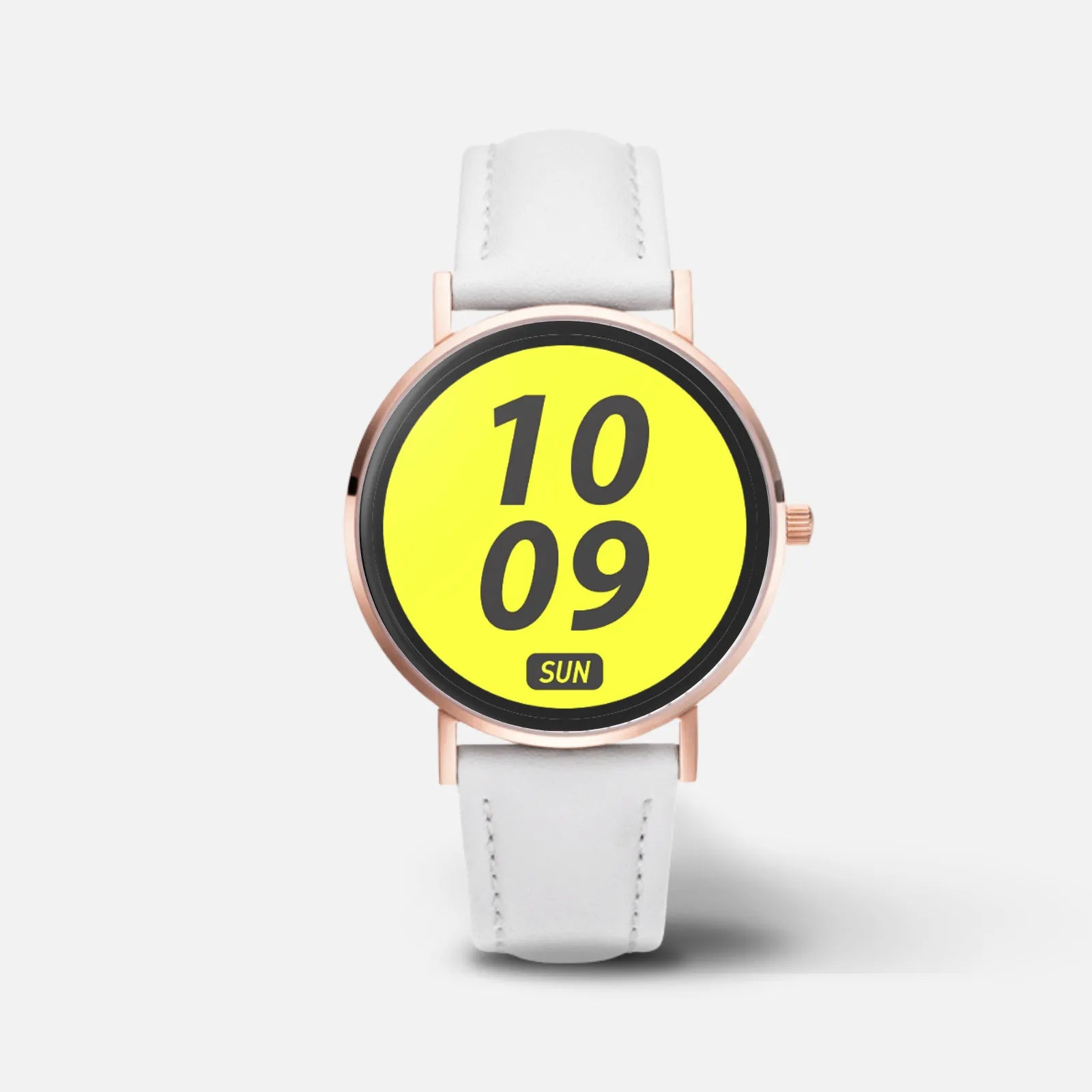 Minimalistisches gelbes Zifferblatt der Smartwatch – klare Anzeige