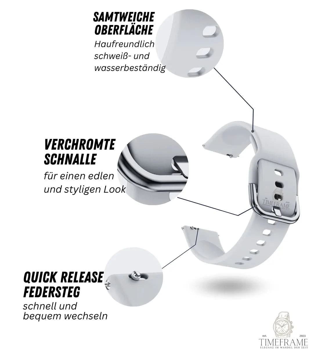 Armband Kunststoff soft touch grau Timeframe