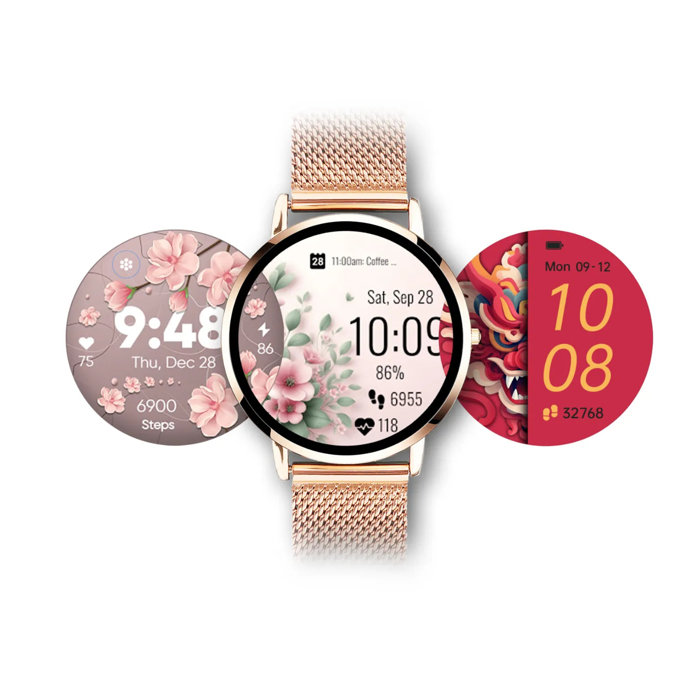 Seitenansicht der Timeframe Smartwatch – schlankes Design, glattes Display